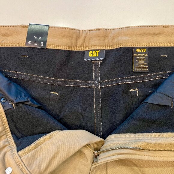 CAT Caterpillar Fleece-Lined Canvas Pants, 40x29, Brown, NWT - Picture 5 of 6
